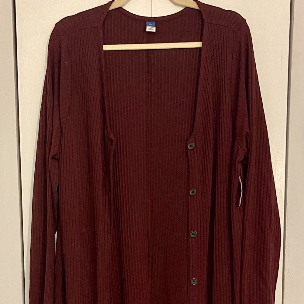NWT Long Burgundy Old Navy Button Down Cardigan